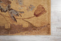 10' Beige Red And Orange Floral Non Skid Runner Rug