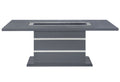 79" Dark Gray Faux Crystals Glass and Wood Pedestal Base Dining Table