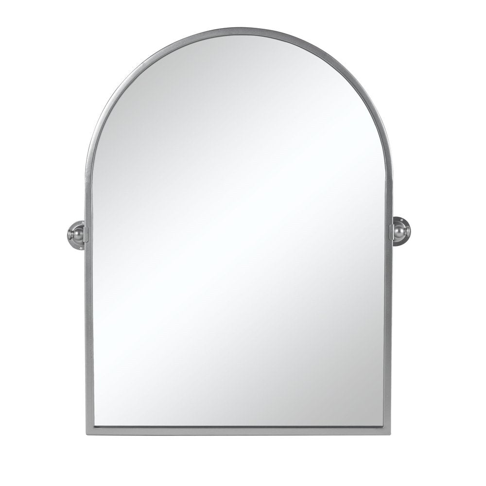 36" Silver Metal Arch Tilting Framed Accent Mirror