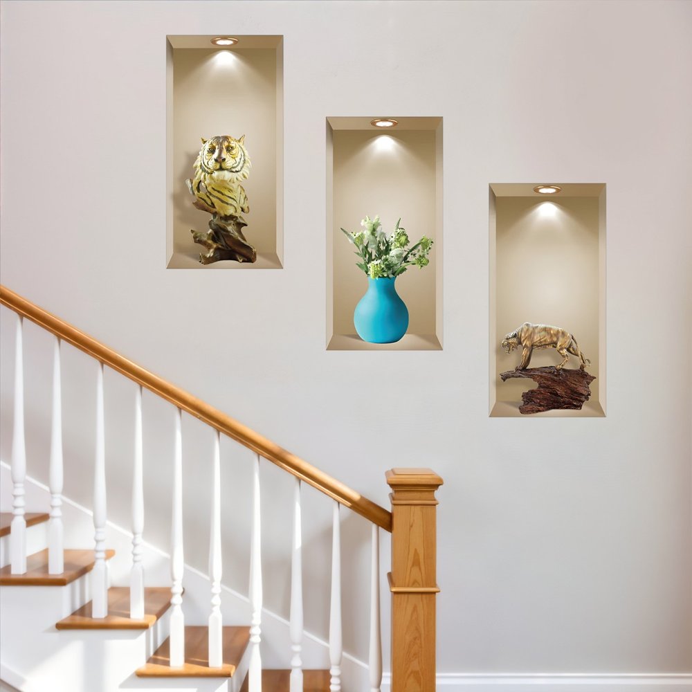 Set of Three Aba Faux Niche 3D Peel and Stick Wall Decals