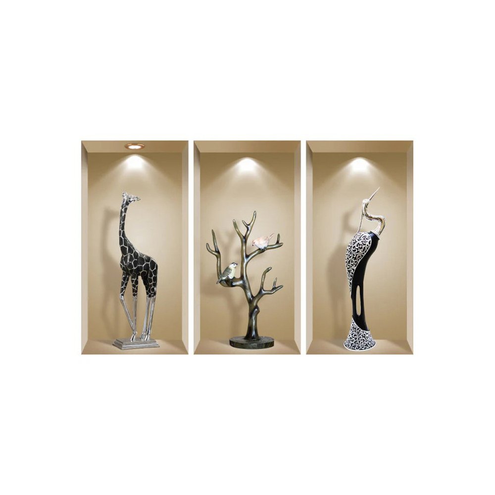Set of Three Ama Faux Niche 3D Peel and Stick Wall Decals