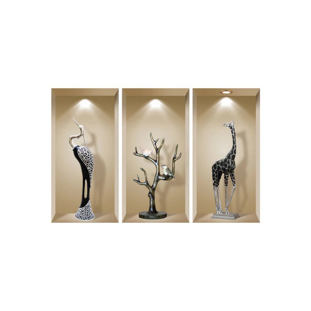 Set of Three Ama Faux Niche 3D Peel and Stick Wall Decals