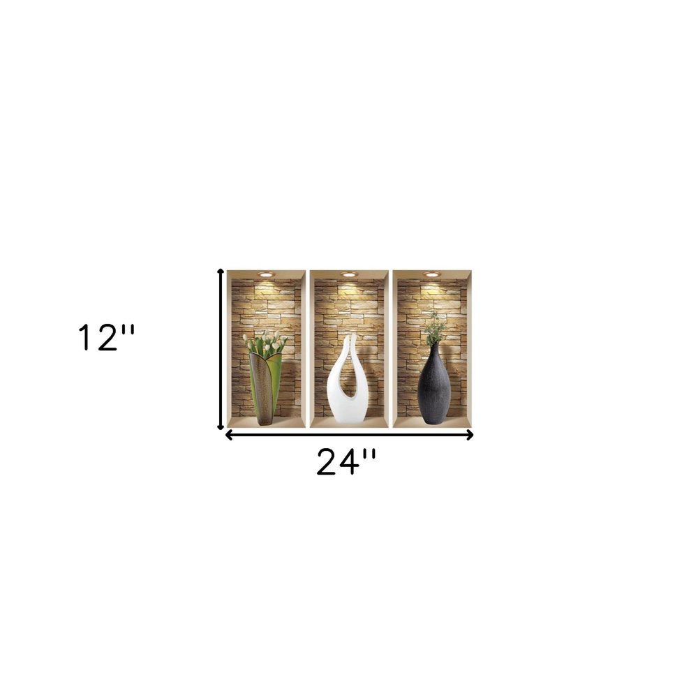 Set of Three Gus Faux Niche 3D Peel and Stick Wall Decals