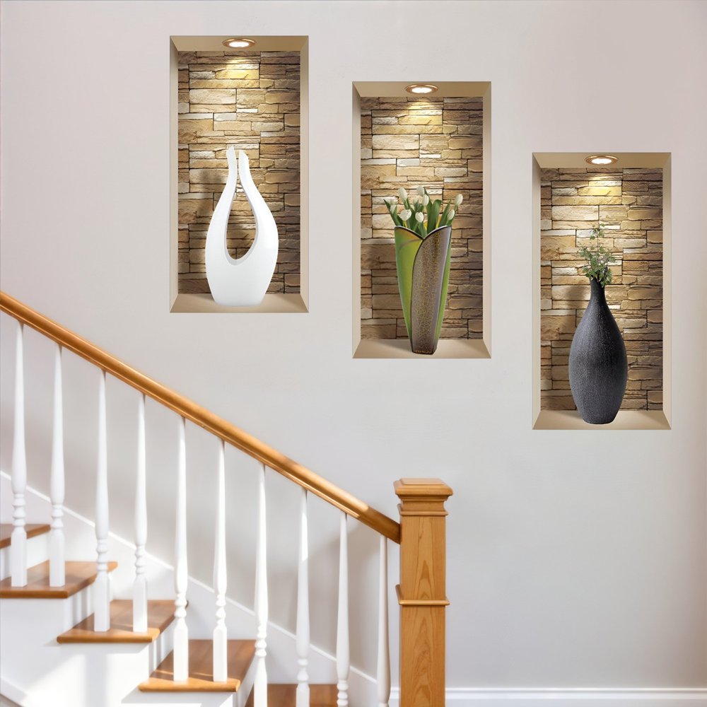 Set of Three Dia Faux Niche 3D Peel and Stick Wall Decals