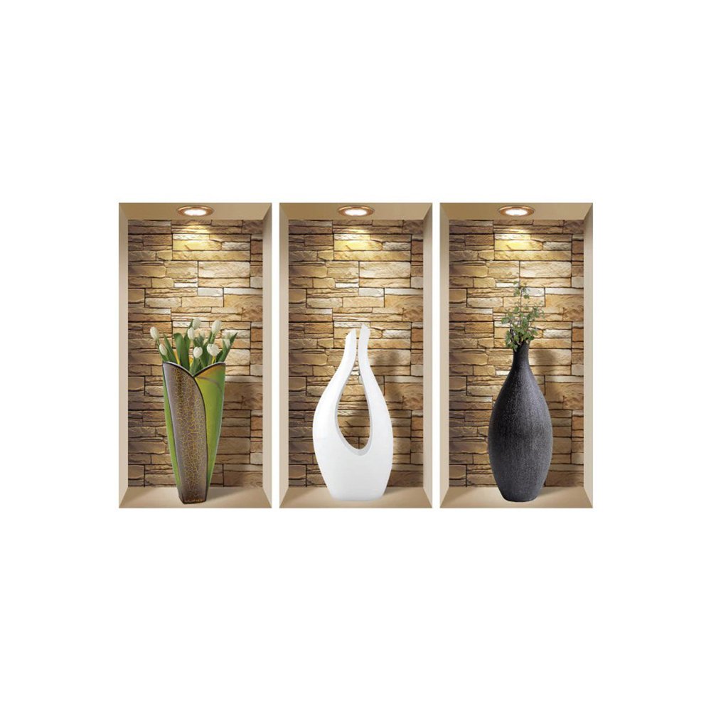 Set of Three Dia Faux Niche 3D Peel and Stick Wall Decals