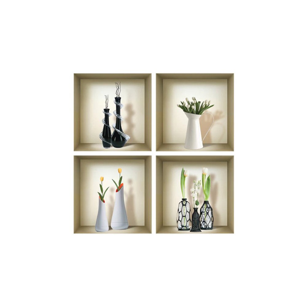 Set of Four Ari Faux Niche 3D Peel and Stick Wall Decals