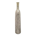 35" Silver Floral Glass Cylinder Floor Vase