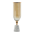 19" Gold And White Glass And Marble Table Vase