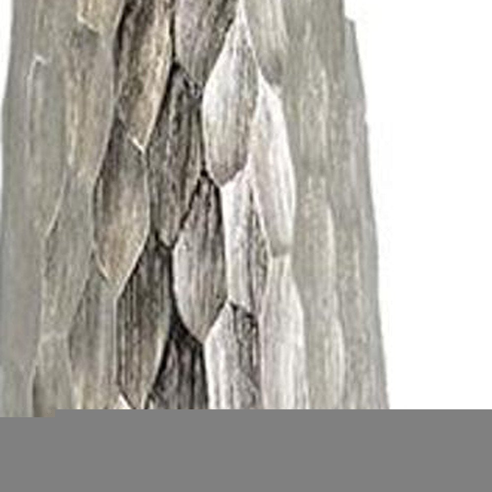 19" Silver Cast Aluminum Carved Geometric Table Vase