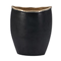 10" Black And Gold Cast Aluminum Oval Table Vase