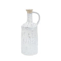 13" White Terracotta Cylinder Jug Vase