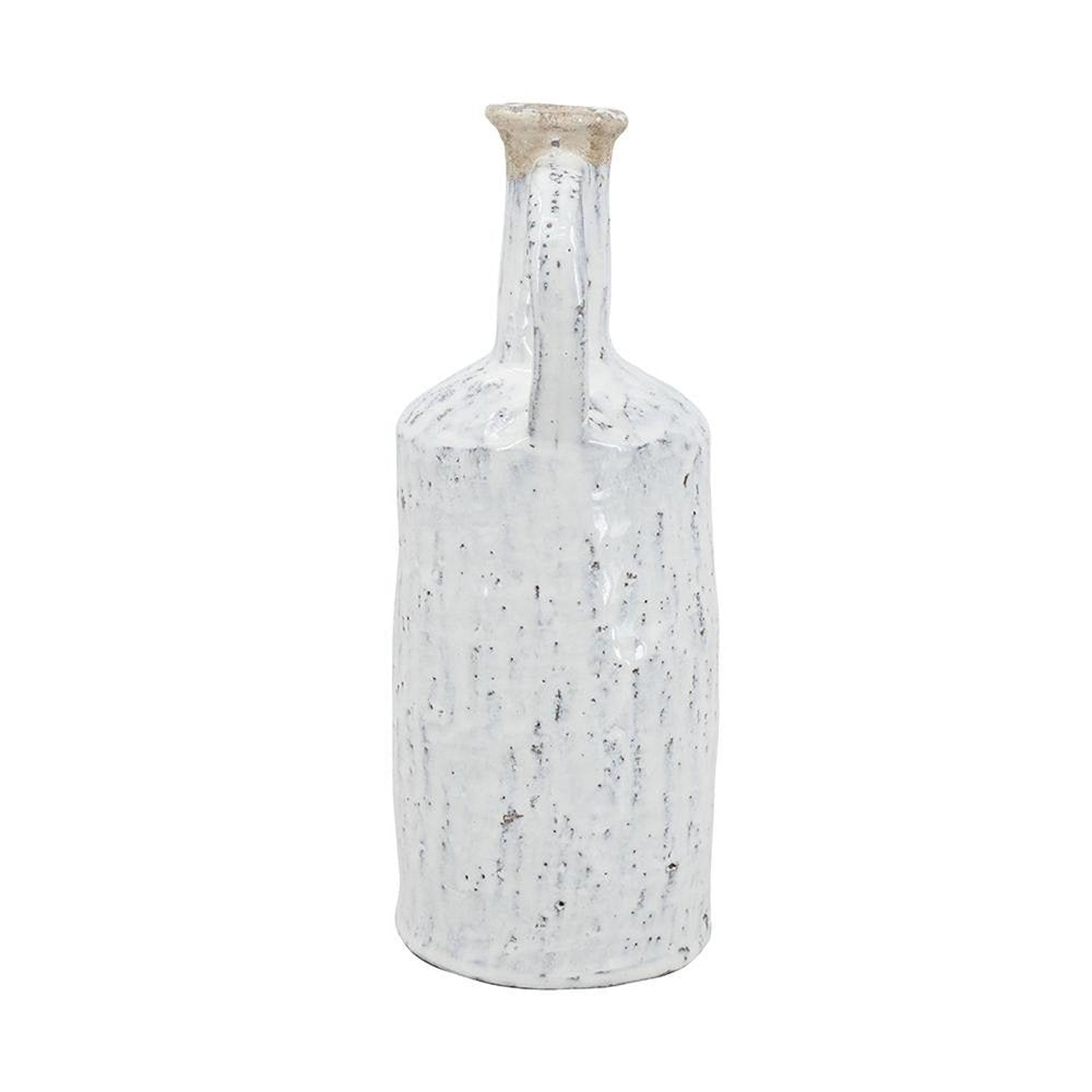 13" White Terracotta Cylinder Jug Vase