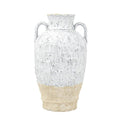 16" Beige And Ivory Amphora Terracotta Urn