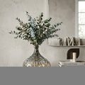 13" Light Blue Hammered Glass Table Vase