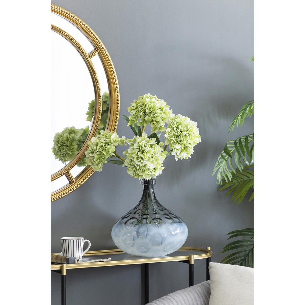 13" Light Blue Hammered Glass Table Vase