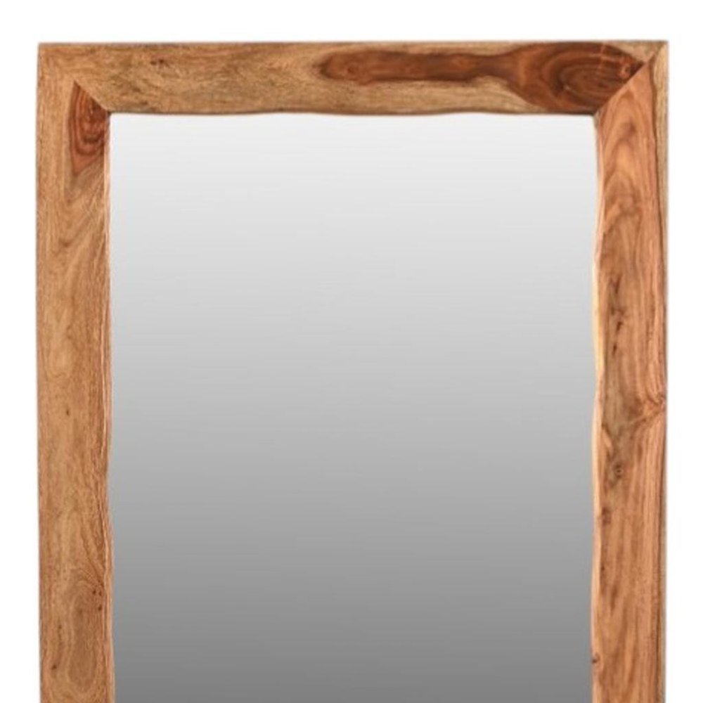 44" Brown Solid Wood Live Edge Framed Accent Mirror