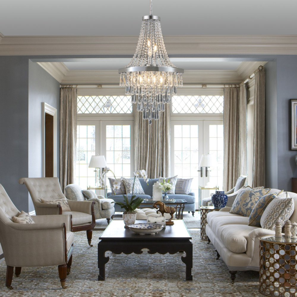 Amber Ten Light Metal Chandelier With Amber Shades