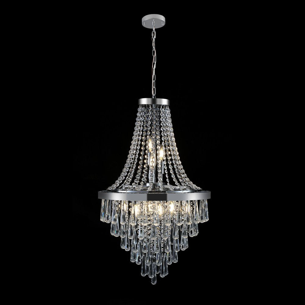 Amber Ten Light Metal Chandelier With Amber Shades