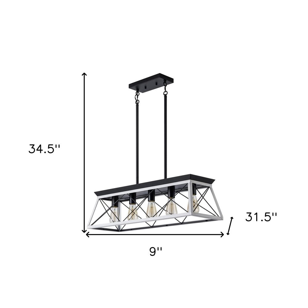 White Five Light Metal Chandelier With White Shades