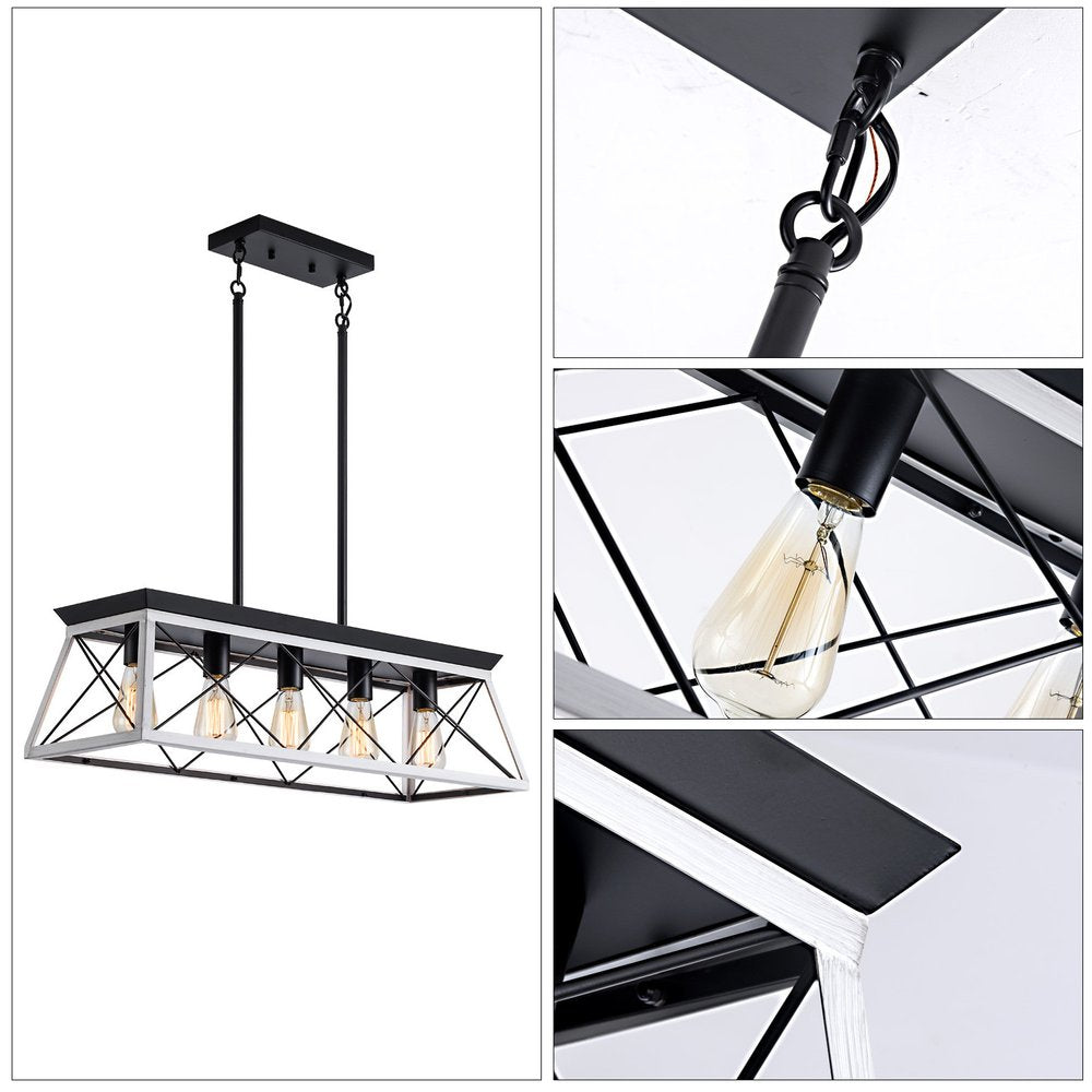 White Five Light Metal Chandelier With White Shades