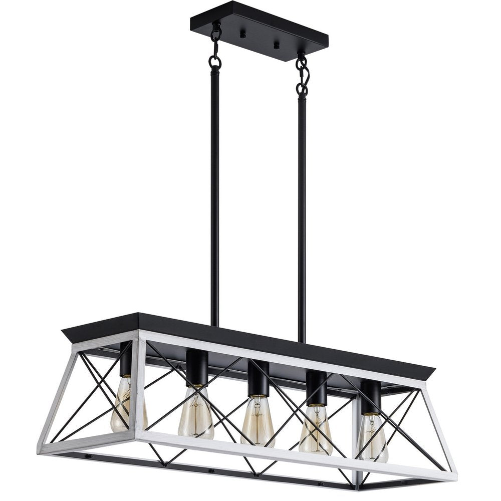 White Five Light Metal Chandelier With White Shades