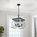 White Four Light Metal Chandelier With White Shades