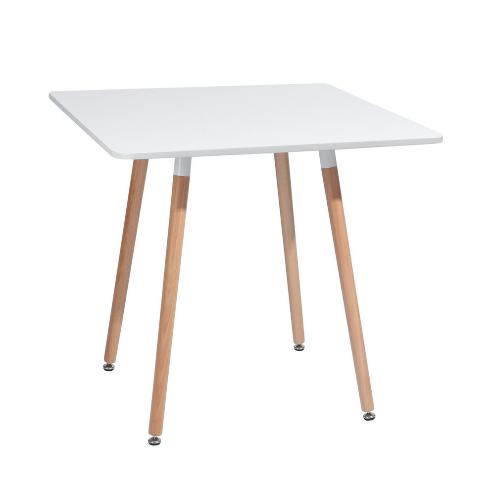 32" White and Natural Wood and Solid Wood Square Dining Table