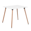 32" White and Natural Wood Square Dining Table