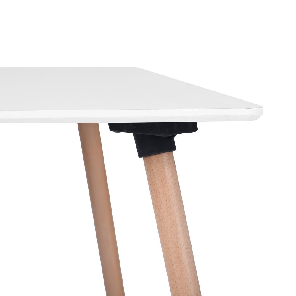 32" White and Natural Wood Square Dining Table