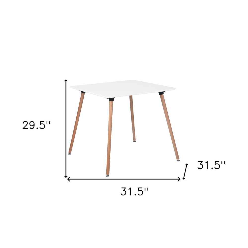 32" White and Natural Wood Square Dining Table