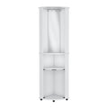 75" White Wood Corner Bar Cabinet With Three Shelves