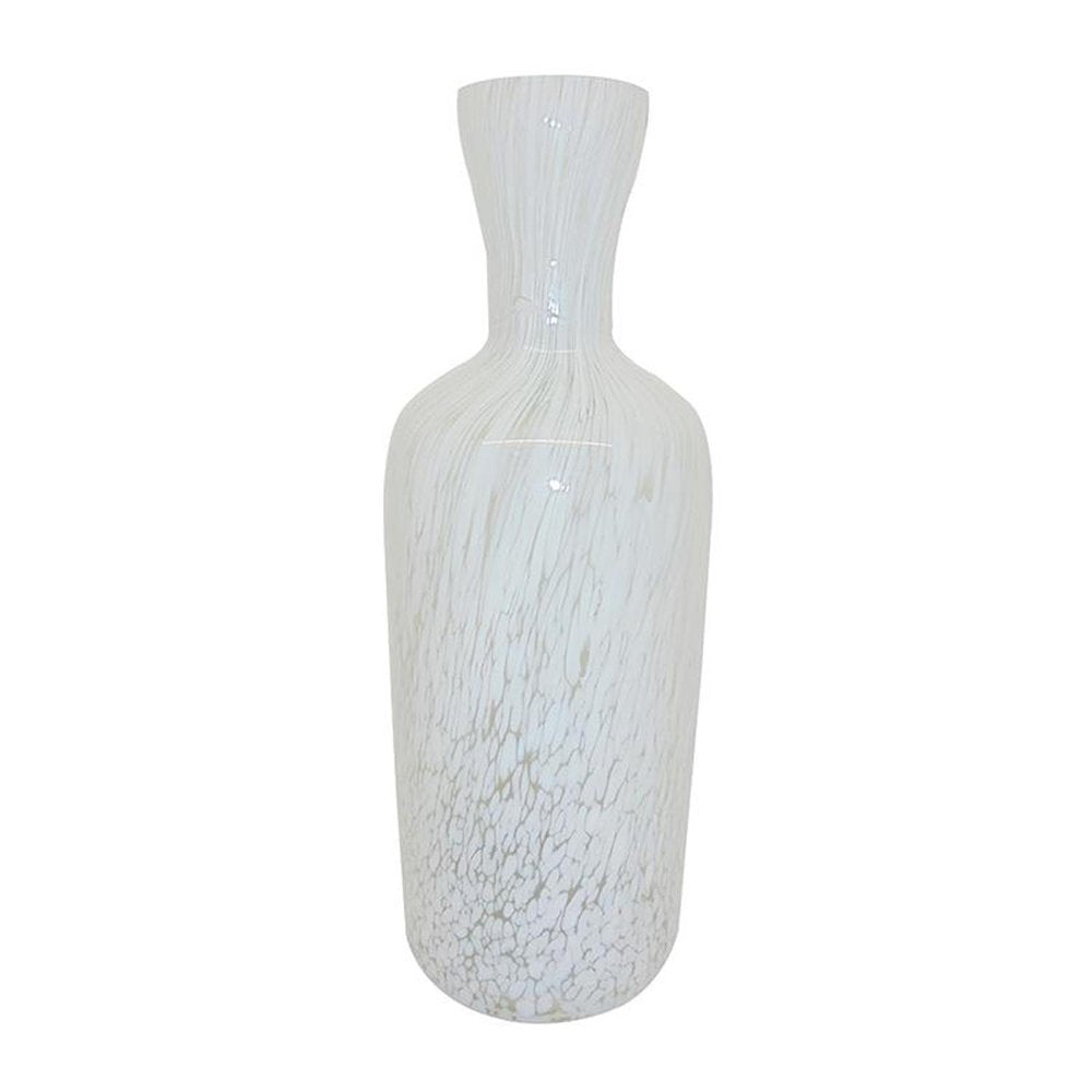 12" Opal Swirl Art Glass Cylinder Table Vase