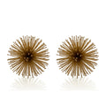 Set of Two Gold Iron Decorative Spiky Sphere Tabletop Sculptures