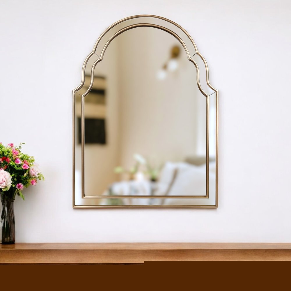 24" Gold Arch Metal Framed Accent Mirror