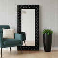 71" Black Wood and Faux Crystal Framed Freestanding and Wall Mount Standing Mirror