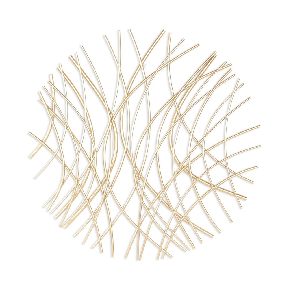 30" X 30" Gold Metal Circle Abstract Hanging Dimensional Sculpture