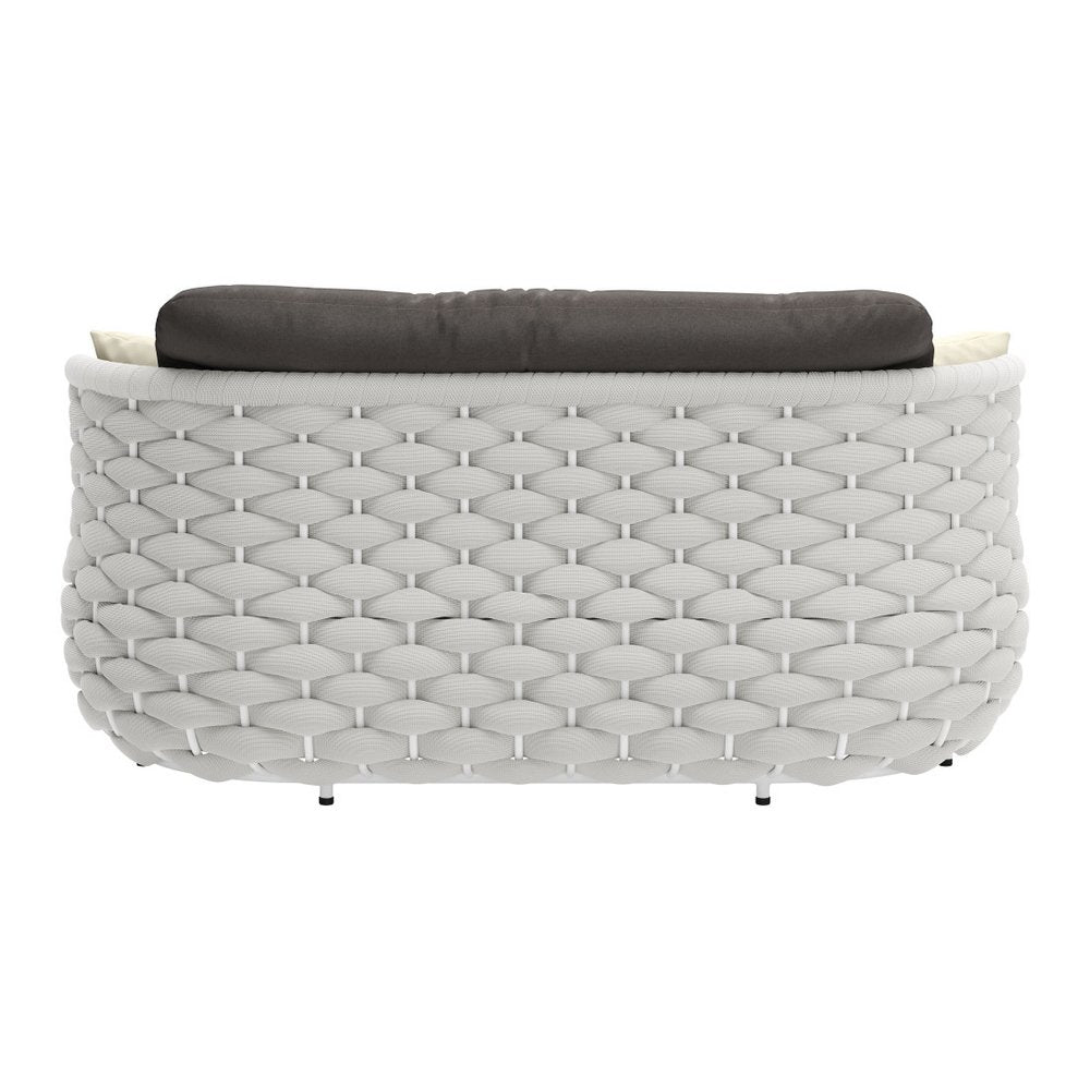 64" Gray and Black Olefin Curved Loveseat