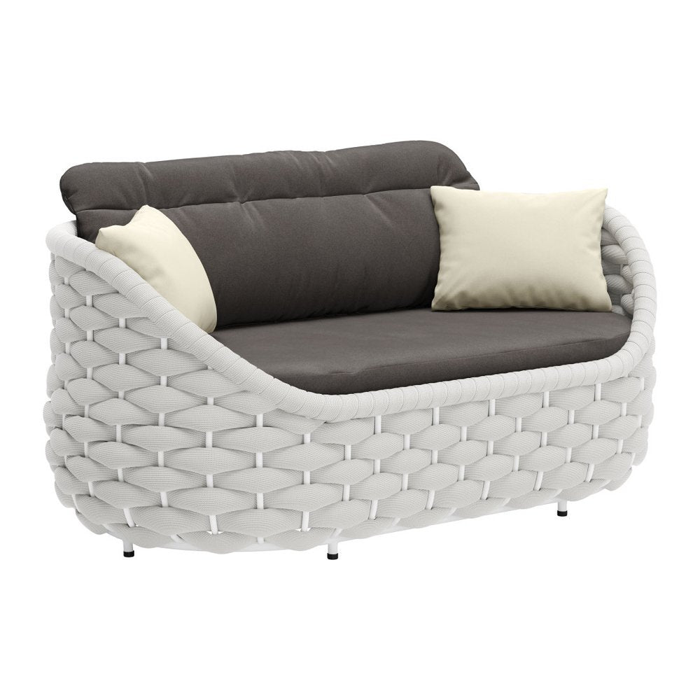 64" Gray and Black Olefin Curved Loveseat