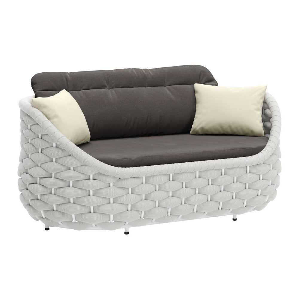 64" Gray and Black Olefin Curved Loveseat