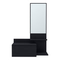 36" Black Wood Wall Mounted Accent Cabinet With Drawer And Mirror