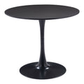 36" Black Wood and Steel Pedestal Base Round Top Dining Table