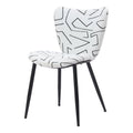 Set of Two White and Black Upholstered Faux Shearling Dining Side Chairs