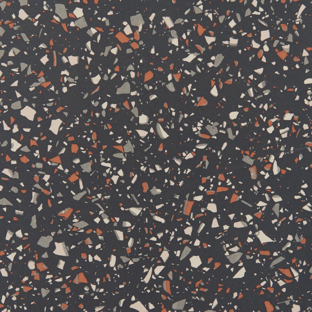 24" Black Wood and Steel Faux Terrazzo Pedestal Base Square Dining Table