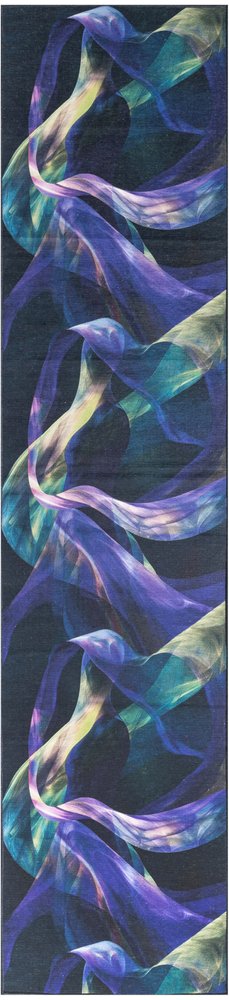 10' Blue Abstract Power Loom Non Skid Runner Rug