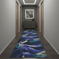 10' Blue Abstract Power Loom Non Skid Runner Rug