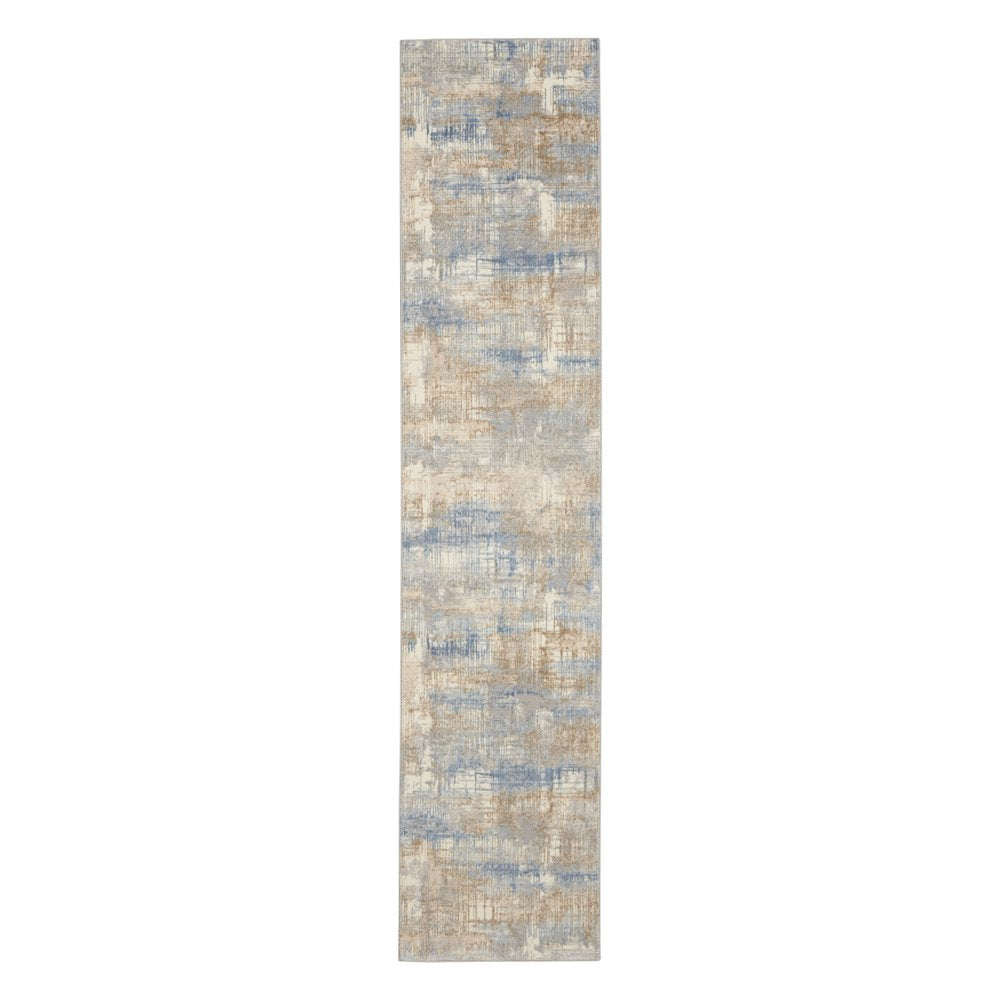 10' Beige Abstract Power Loom Runner Rug