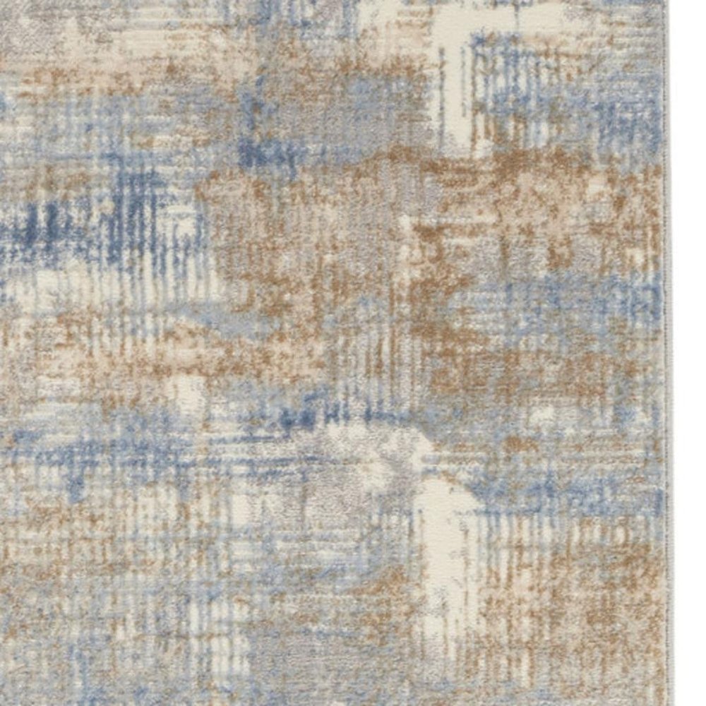 10' Beige Abstract Power Loom Runner Rug