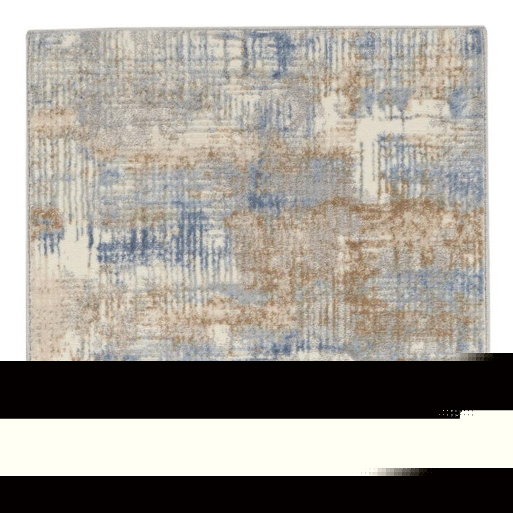 10' Beige Abstract Power Loom Runner Rug