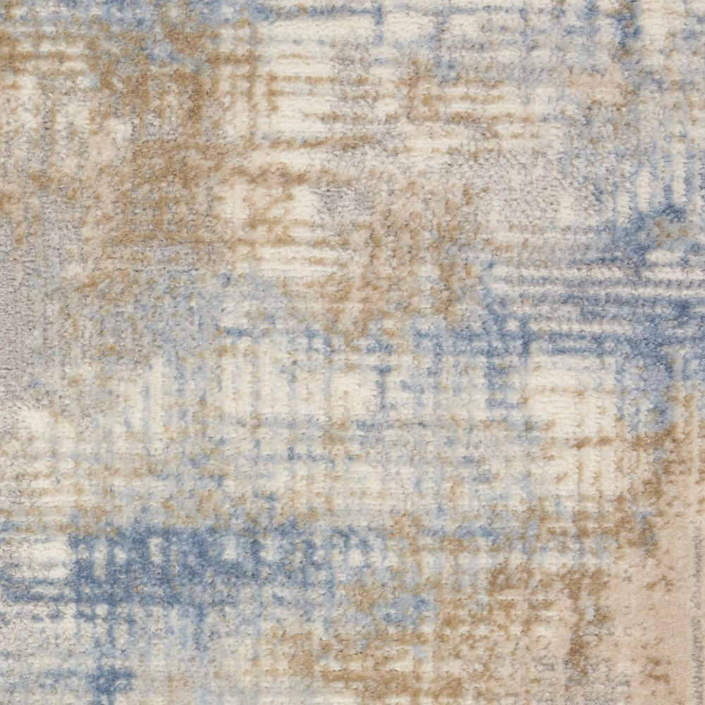 10' Beige Abstract Power Loom Runner Rug