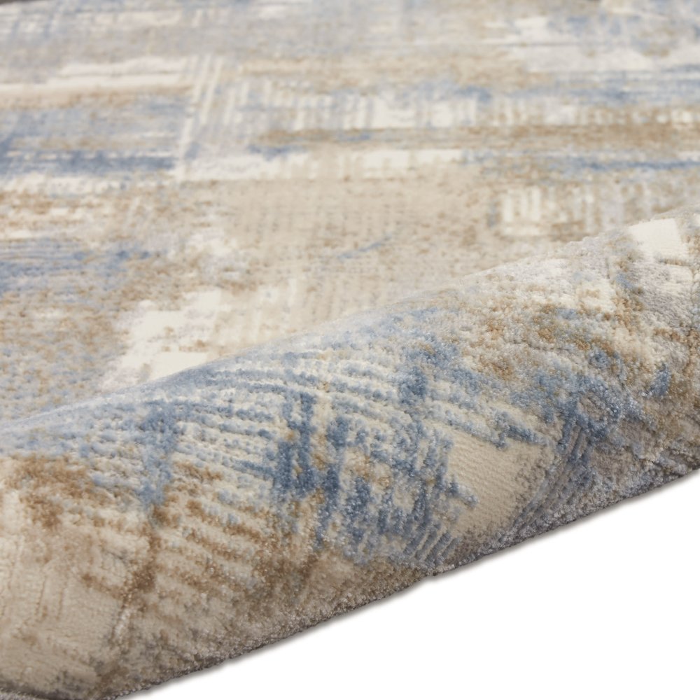 10' Beige Abstract Power Loom Runner Rug